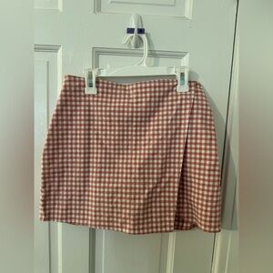 Hollister Pink and White Gingham Mini Skirt